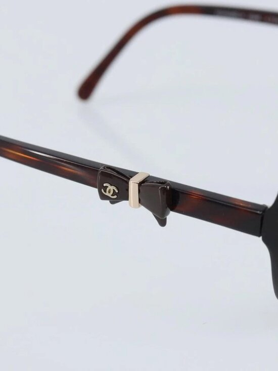 CHANEL Glasses metal Brown CC Auth BAZ296